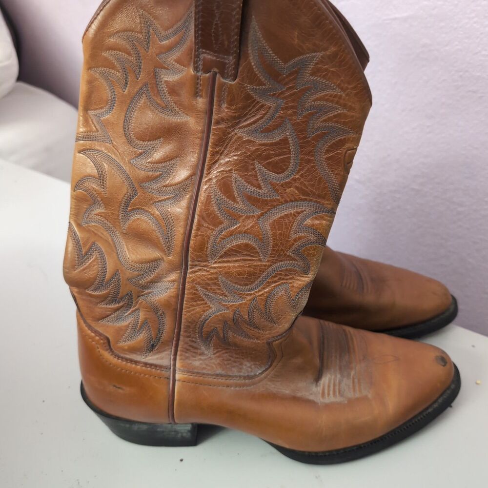 Ariat Heritage Mens 9D Brown Distressed Leather Cowboy Boots Western R-Toe